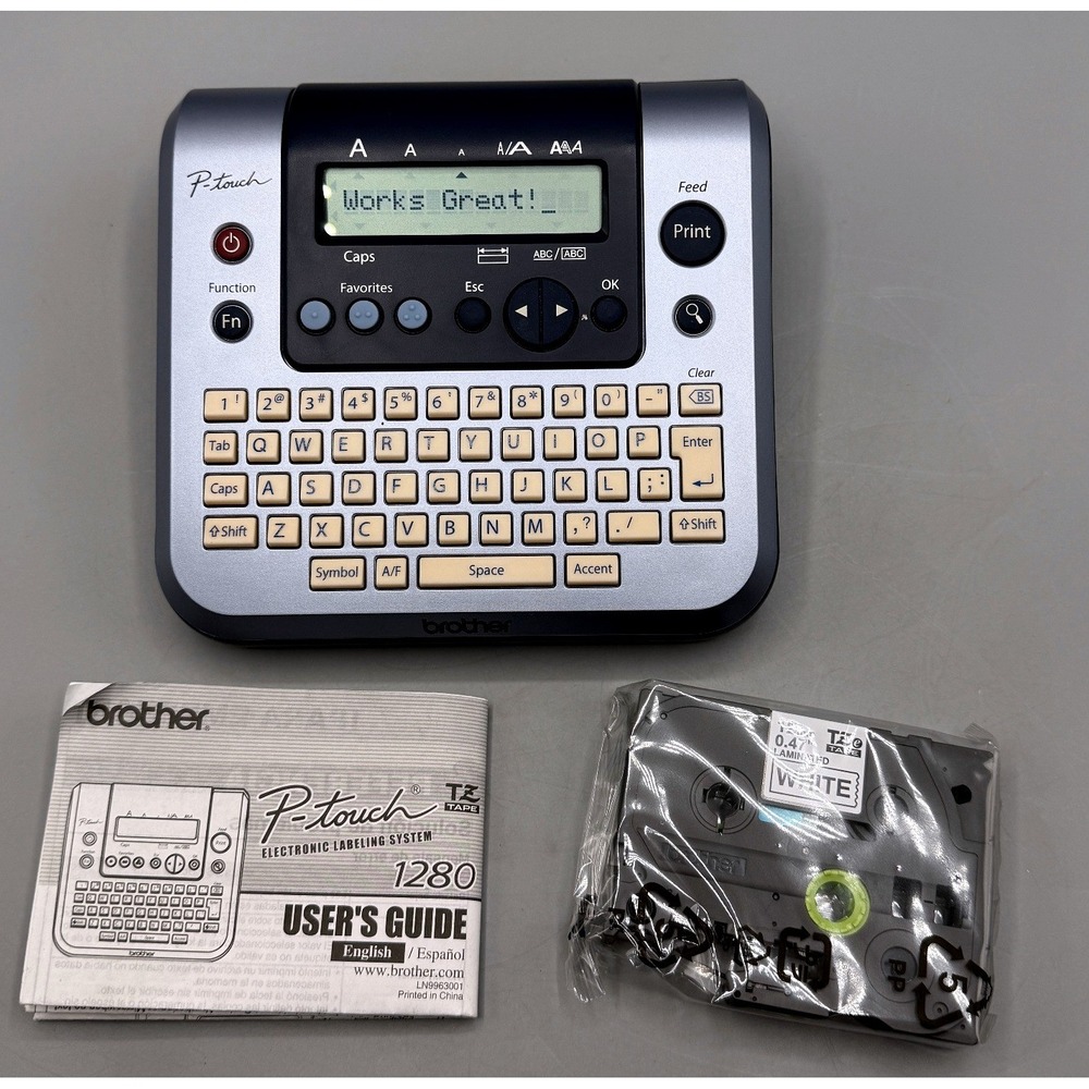 Brother P-Touch PT-1280 Label Maker Electronic Labeling System Tape & Manual